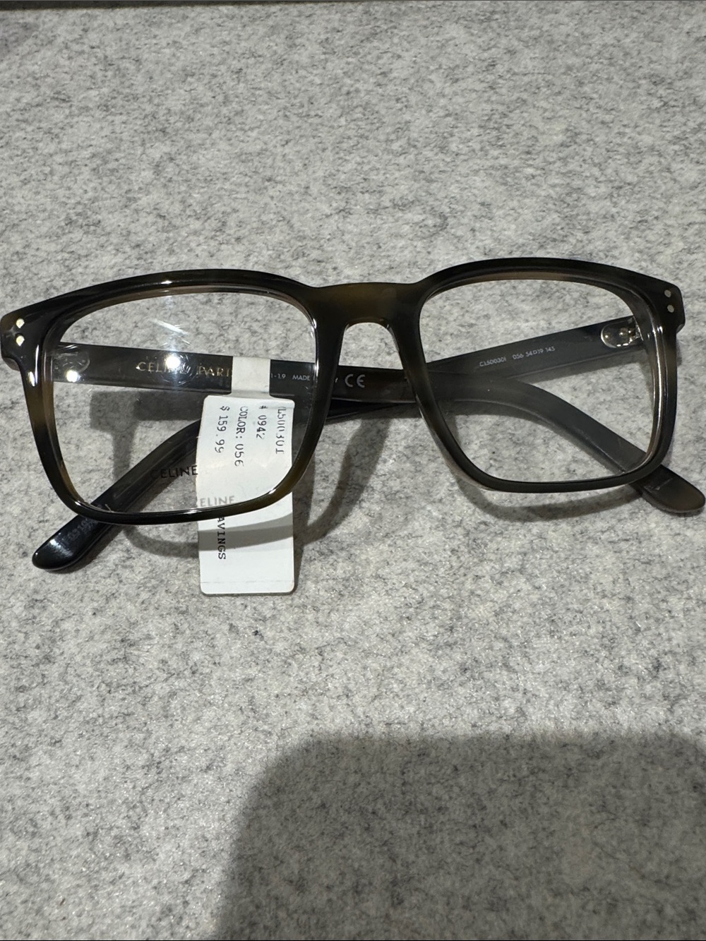 Authentic Celine Rectangular glasses frames Dark Brown Fade